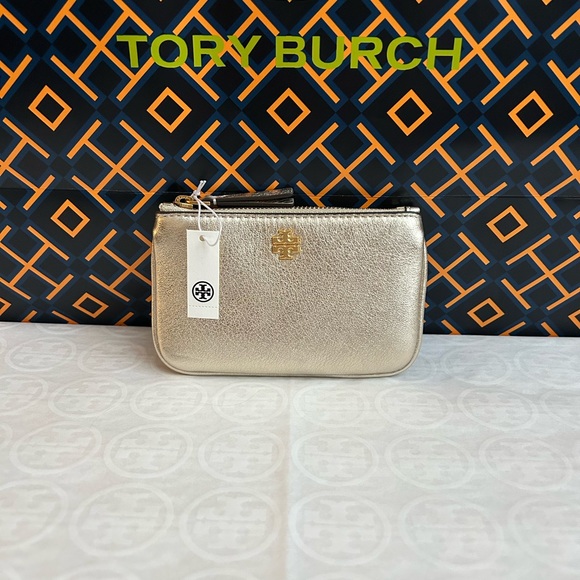 Tory Burch Accessories Tory Burch Card Case Key Ring White Gold